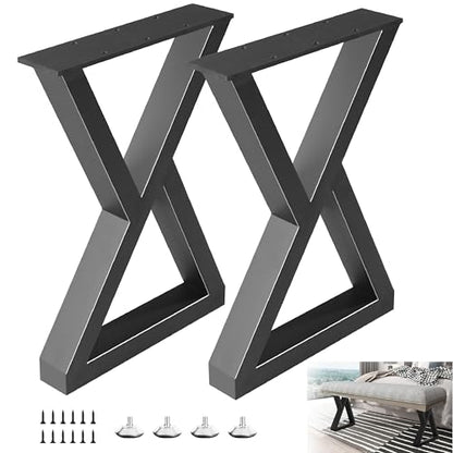 16 Inch Metal Bench Coffee Table Legs, Heavy Duty End Table Legs, Black Side Table Legs for DIY Desk Chair Furniture Legs (H16 x W11.8, Set of 2) - size: 16 '' Z Shape