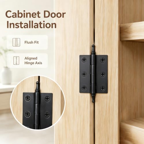 2 Inch Folding Butt Hinges, Matte Black, 2Pcs - color: Matte Black, size: 2 Inches