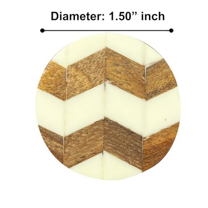 Perilla Home Set of 6 Decorative Round Shape Acrylic and Wood Knobs - for Room Kitchen Cabinet,Hardware, Cupboard, Door, Dresser Pulls Handles - (Brown & White) - style: Brown and white
