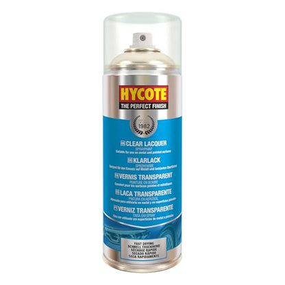 Hycote Clear Coat Spray Paint, Lacquer 13.5 Oz (Pack of 6) – High Gloss Protective Finish – Durable UV Resistant – Quick Drying Acrylic – For Metal, Plastic, Automotive & Ceramic Surfaces, 400ml - color: Clear Coat Lacquer, size: 81.2 Ounce (Pack of 1)