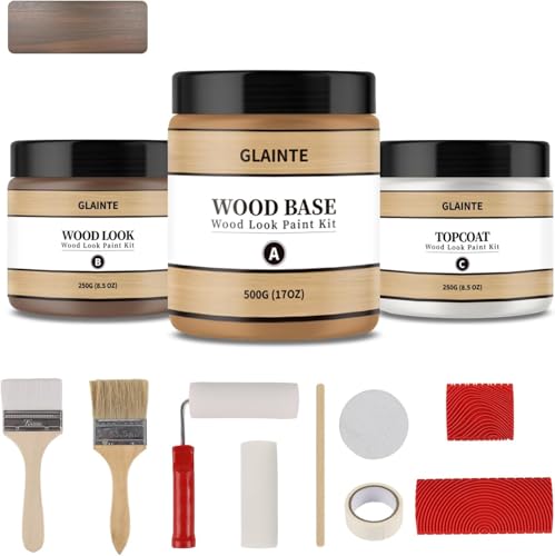 GLAINTE Wood Look Paint, English Oak, 30 sq.ft Coverage - color: English Oak, size: 34 Fl Oz (Pack of 1)