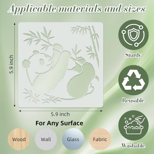 Panda Animal Stencils for Crafts Reusable 20Pcs Stencils(5.9X5.9 Inch) - color: Panda