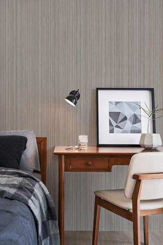 YXTII 20.8" x 196.8" Thick Peel and Stick Grasscloth Wallpaper, Grey Linen Wallpaper Self-Adhesive Fabric Wall Paper - color: Gray, size: 20.8" x 196.8"