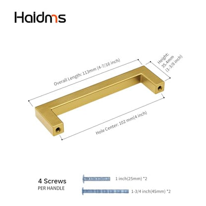 Haidms Gold Cabinet Handles 4 Inch Brushed Gold Cabinet Handles 30 Pack - color: Gold, size: 4 Inch Hole Center