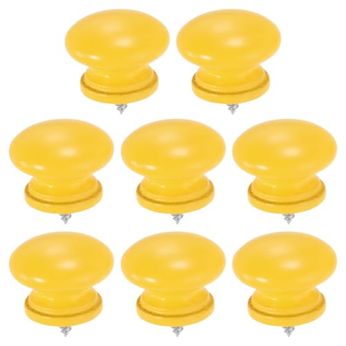 uxcell 8Pcs Round Wood Drawer Knob, 1.26" x 0.98" Self-Tapping Solid Wood Handle Round Cabinet Knob Mushroom Shape Wooden Knobs for Furniture Dresser Wardrobe, Yellow - color: Yellow, size: 1.26" x 0.98"