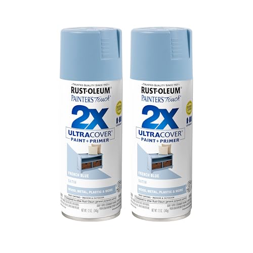 Rust-Oleum Painter's Touch 2X Ultra Cover Spray Paint, Satin French Blue - color: Satin French Blue, size: 12 Ounce (Pack of 2)