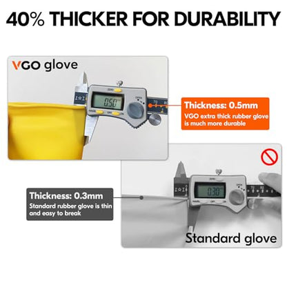 Vgo... Latex Reusable Household Gloves,Cleaning Gloves,Long Cuff (HH4601,M) - color: Yellow, size: Medium