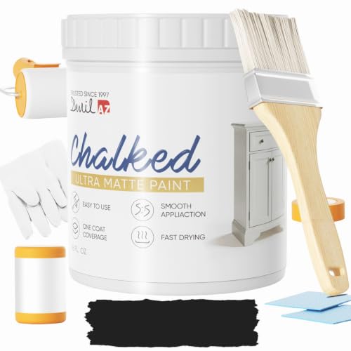 DWIL Chalk Paint Furniture Paint Matte Finish Black 16OZ - color: Ink Black