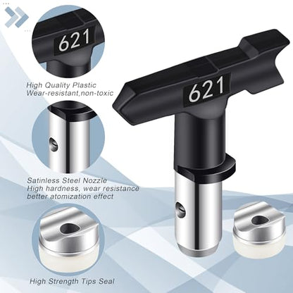 Airless Paint Sprayer Tips Reversible Spray Nozzle Tip Airless Spraying Machine Parts for Fences Garden Car Home 12 Pieces - 109,111,209,211,311,315,411,415,515,517,621,623