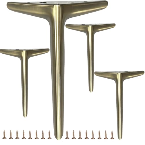 9.8 inch/25cm Brushed Bronze Color Metal Furniture Legs Set of 4 - color: Brushed Bronze, size: 9.8 inch