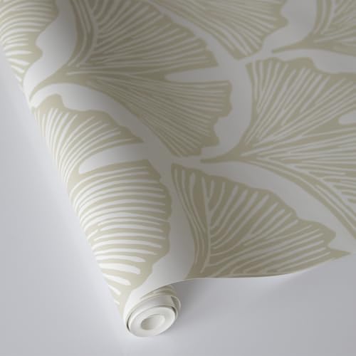 Tempaper x Novogratz Waverly White Feather Palm Removable Peel and Stick Wallpaper, 20.5 in X 16.5 ft, Made in The USA - color: Waverly White, size: 20.5" x 198"