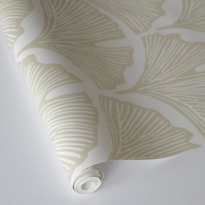Tempaper x Novogratz Waverly White Feather Palm Removable Peel and Stick Wallpaper, 20.5 in X 16.5 ft, Made in The USA - color: Waverly White, size: 20.5" x 198"