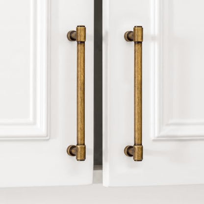 Goldenwarm 10 Pack 6-1/4 Inch Antique Brass Cabinet Pulls Modern Kitchen & Bathroom Hardware Heavy Duty Zinc Alloy Drawer Handles with Complete Screw Kit Consistent Finish for Whole-Home Renovations - color: Antique Brass, size: 6-1/4 Inches Hole Center
