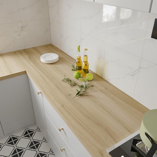 CHIHUT Large Size Wood Grain Contact Paper for Cabinet Shelf Waterproof Light Wood Peel and Stick Wallpaper for Kitchen Bathroom Faux Oak Wooden Wall Paper Self Adhesive Removable Vinyl Film 24"x472" - size: 24" x 472"