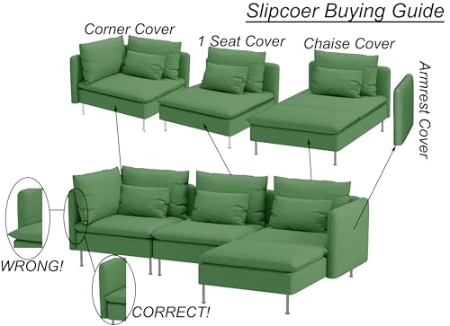 Heavy Velvet SODERHAMN Chair Cover Compatible with IKEA Sofa Slipcover - color: Velvet Light Green, size: 1 Seat Section