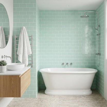 Arttown Peel and Stick 3D Wall Backsplash, 20-Sheet, 12" × 12" Aqua Green - color: Aqua Blue, size: 20PC 12"x12"