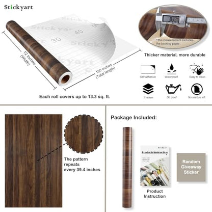 Dark Walnut Wood Contact Paper Peel and Stick Butcher Block 12"x160" - size: 12" x 160"