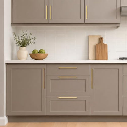 Ravinte Brushed Brass Solid Pulls Cabinet Handles 8 Inch 5 Pack - size: 8 Inch Hole Center