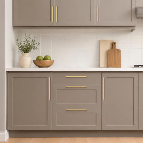 Ravinte Brushed Brass Solid Pulls Cabinet Handles 11-5/16 Inch 5 Pack - size: 11-5/16 Inch Hole Center