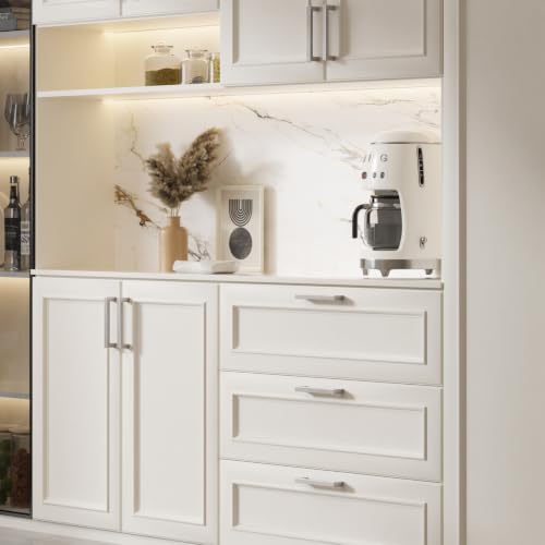 Goldenwarm 30 Pack 5" Brushed Nickel Cabinet Pulls Kitchen Cabinet Handles - color: Brushed Nickel, size: 5in Hole Centers