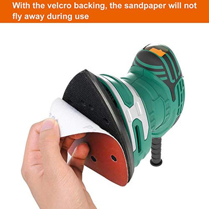 Detail Sander Paper, 120-600 Grits, Hook and Loop Backing, 5 Holes, for Sanding and Polishing, 60 Sheets - size: 120-600