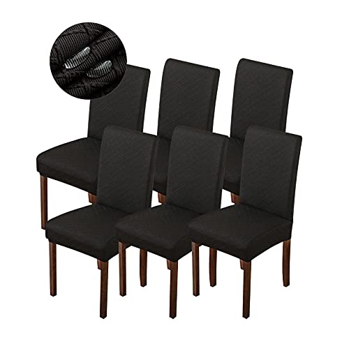 Genina Waterproof Chair Covers for Dining Room Dining Chair Covers Kitchen Parsons Chair Covers (Black, 6 PCS) - color: Black, size: 6 PCS