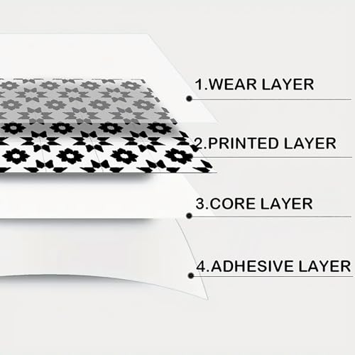 Nuxovilar Peel and Stick Vinyl Floor Tiles - 12x12 Inch - color: Black white geometric pattern