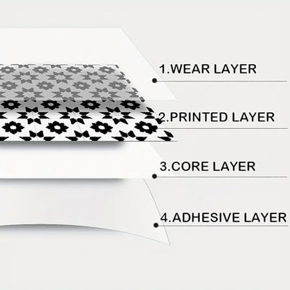 Nuxovilar Peel and Stick Vinyl Floor Tiles - 12x12 Inch - color: Black white geometric pattern