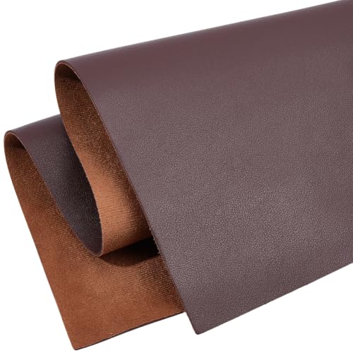 23.6 x 13 Inch PU Leather Fabric for Craft Flawless Pieces Square Sheet 1.5mm Synthetic Litchi Leather Sheet Roll Solid Color Tooling Leatherette for DIY Earrings Bows Crafts Making(Coffee) - color: Coffee