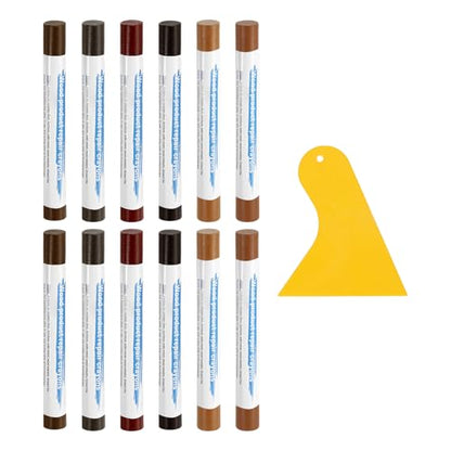 uxcell 12Pcs Wood Filler Sticks Kit, 12 Colors Sandal& Birch Series - color: Sandalbirch Series