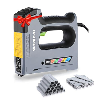 WORKPRO 110V 5-in-1 Corded Electric Staple Gun & Brad Nailer Kit