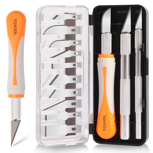 16-Piece Exacto Knife Set: 3 Hobby Knives &13 Industrial-Grade SK5 Steel Blades - Professional Craft Knife Set for DIY, Leather Craft, Pumpkin Carving