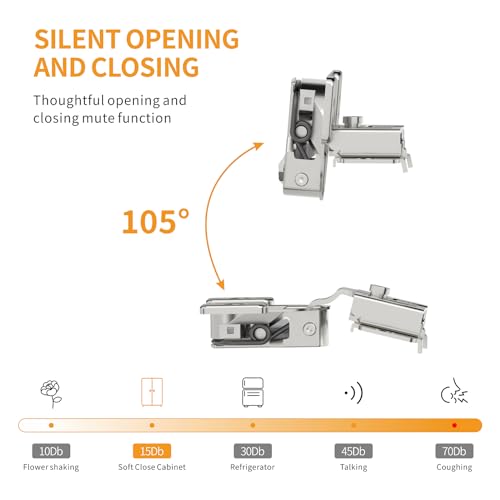 Chibery 10 Pack Face Frame Cabinet Hinges, 1/2" Overlay, Soft Close, 105° - size: 1/2 Inch Overlay