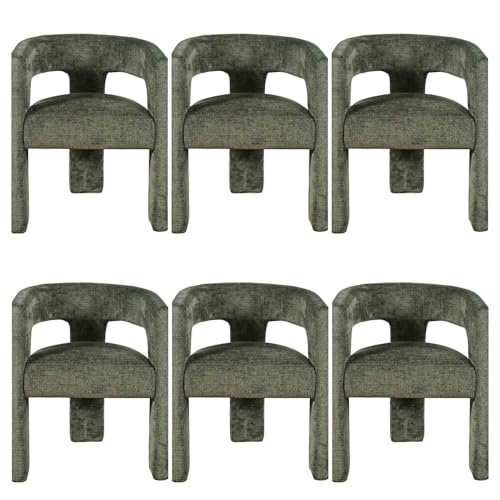 Jofran Gwen Jacquard Upholstered Accent Chair, Modern Luxury Plush Sculptural Armchair for Dining Room or Living Room, Chairs Living Room, Forest, Set of 6 - color: Forest, size: Set of 6