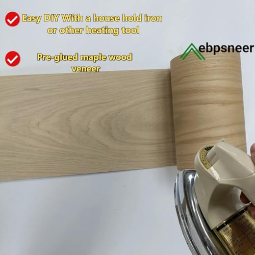 White Oak Wood Veneer Sheet,Flat Cut,8.5''x 98'',Iron On Stick Veneer Roll Without Paper,Pre-glued Hot Melt Self Adhesive Tape for Cabinet Furniture Plywood Door Speaker Renovation - color: White Oak