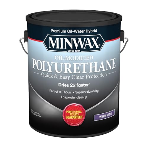 Minwax Water-Based Oil-Modified Polyurethane, Warm Satin, Clear, 1 Gallon