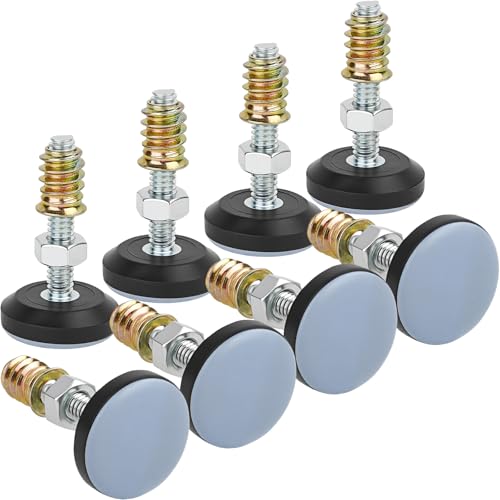 1/4"-20 Threaded Furniture Levelers w/ 28mm PTFE (Teflon) Base, Adjustable Leveling Feet - Smooth Glide & Floor Protect for Tables, Chairs, Cabinets, Sofas - Nuts Included (8 Pack) - size: 28mm Base 1/4-20 x 1.5", 8 Pack