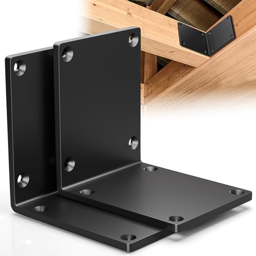 2 Pcs 8" X 8" X 6" Heavy Duty Steel L Angle Bracket for Wood, Large 90 Degree Corner Shelf Support Bracket, 8x8 Post to Beam Connector, Thickness 1/4"(6mm), Max Load 300+lbs- - color: 8 x 8 x 6-2PCS