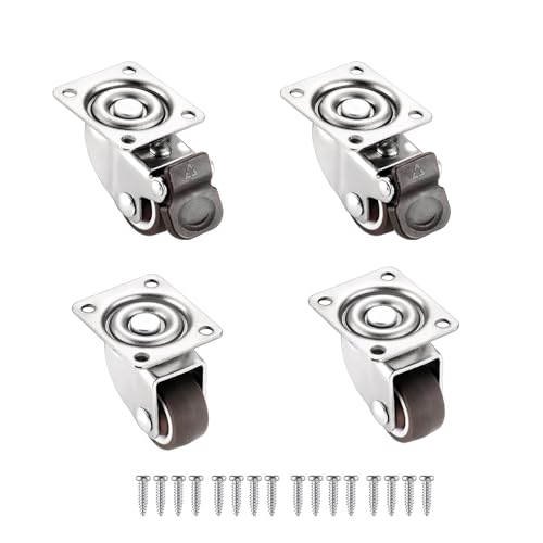 WANLIAN 1 Inch Plate Caster Wheels, Low Profile Swivel Casters Set of 4 - size: 1 Inch