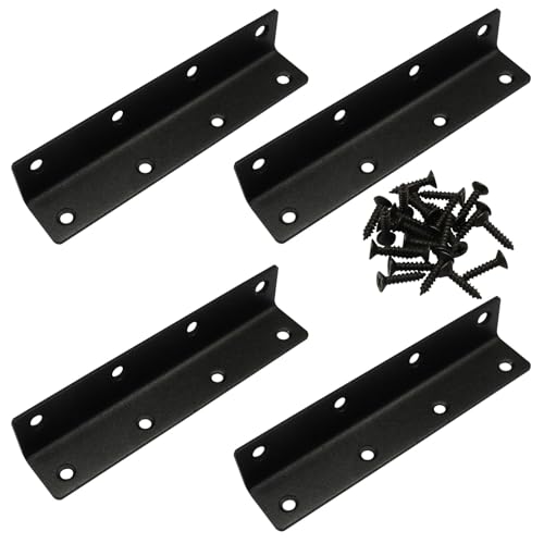 4 Pcs Corner Brace Angle Bracket, 5.5"x 1", Black - size: black,5.5"x 1"