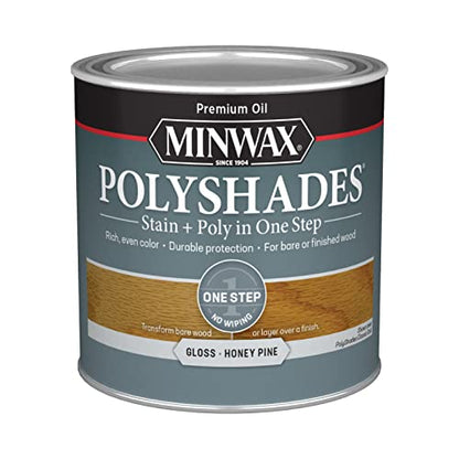 Minwax PolyShades Wood Stain + Polyurethane Finish – ½ Pint, Honey Pine, Gloss - color: Honey Pine, size: 0.25 Quart, style: Gloss