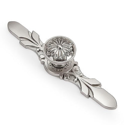 10 Pack 1.22 Inch Daisy Brushed Nickel Cabinet Knobs with Backplate - color: Brushed Nickel