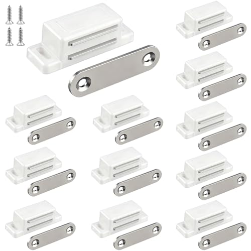 Cabinet Magnetic Latch QEDT 12 Pack White Cabinet Door Magnets Catch - color: White