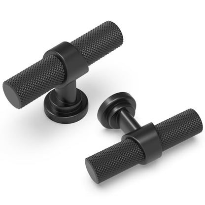 20 Pack Cabinet knurled Knobs Matte Black Kitchen Cabinet Knobs Aluminum and Zinc Alloy Drawer Pulls Solid Cabinet Hardware - color: Matte Black, size: 1.38'' Diameter(35mm)