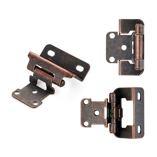 Antique Copper Cabinet Hinges 1/2 Inch Overlay, 4 Pack(2 Pairs) - color: Antique Copper