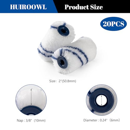 2 Inch Microfiber Paint Roller Covers, 3/8" Nap, 20 Pack - size: 2 Inch Paint Roller Kit, 20 Pack