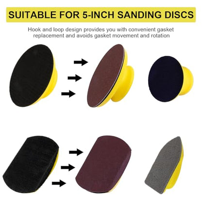 4Pcs Hook and Loop Sanding Block Included 1 Cleaning Brush 5 Inch Round and Mouse Sanding Block Meant for Wood Furniture Restoration Home Arts and Crafts - color: 4 Pcs Round & Mouse-shaped