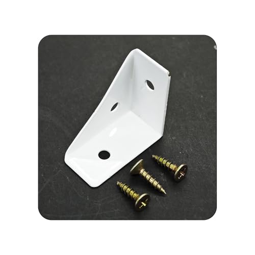4Pcs 38mm x 38mm Triangle Corner Brackets with Screws, Metal Angle Shelf Braces for Desk, Bed, Table, Cabinets, and Shelves(White) - size: White
