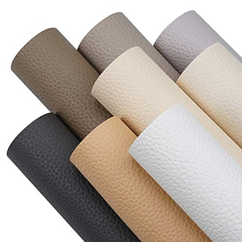 Litchi 8 Pieces 8x12 Inch Litchi Grain Texture Faux Leather Fabric Sheets for Bows and Earrings