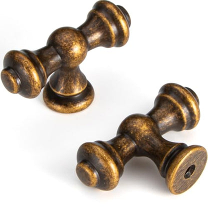 Liron Hardware 10 Pack Antique Brass Vintage Single Hole Cabinet Knobs - size: Knobs